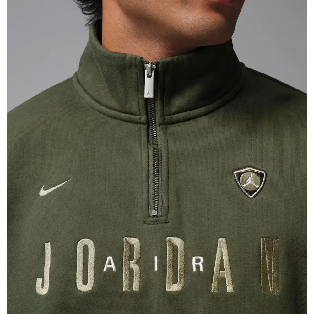 Jordan Flight Men's Graphic Fleece 1/4-Zip Cargo Khaki Medium  NWT